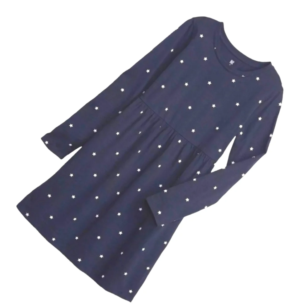 GAP Starry Night Girls School Dress Navy White Polka-dot Stars MED 8-9yrs NWT